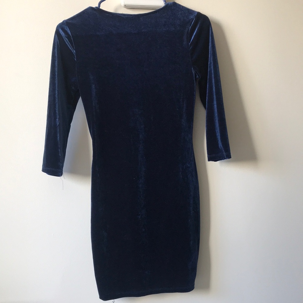 Velvet Dress (Navy, Neck Detail) - Picture 2 of 4